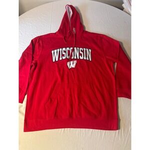 Wisconsin Badgers Hoodie Mens 2XL Red‎  NCAA Collegiate Sweatshirt